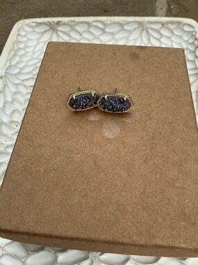 Kendra Scott Gold-Trim Multicolor Druzy Stud Earrings